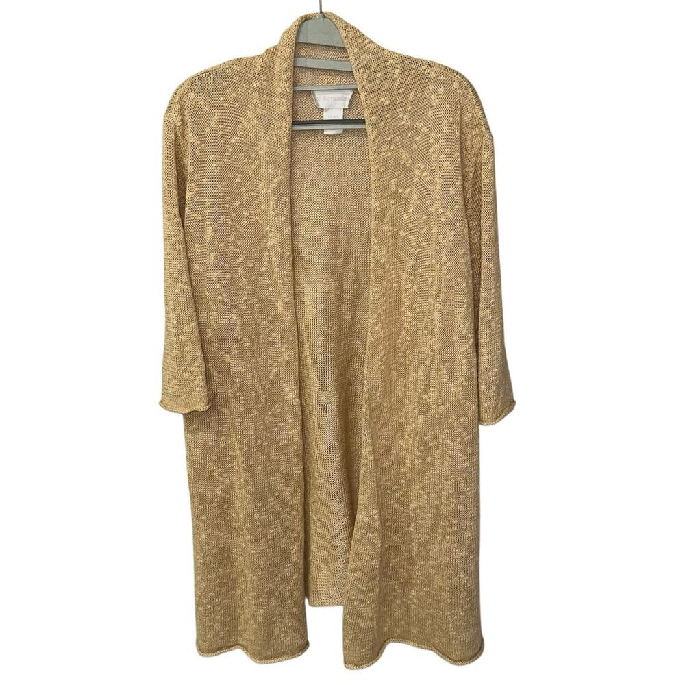 Soft Surroundings Yellow Open Cardigan Large Cozy Knit Duster